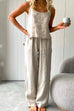 Camilladress Cotton Linen Cami Top Wide Leg Pants Loungewear Set