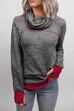 Camilladress Casual Cowl Neck Color Block Pullover with Thumb Hole