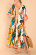 Camilladress Kimono Sleeves Side Split Tropic Print Maxi Caftan Dress