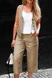 Camilladress Button Down Sleeveless Waistcoat Pockets Cropped Pants Set