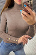 Camilladress Turtleneck Gold Buttons Ribbed Knit Top