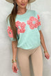 Camilladress Crewneck Short Sleeves 3D Flower Sweater Top