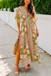 Camilladress V Neck Kimono Sleeves Side Split Printed Maxi Holiday Dress