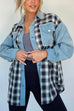 Camilladress Button Up Pocketed Plaid Splice Shacket