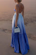 Camilladress Backless Cut Out Gradient Tie Dye Ruffle Maxi Cami Dress