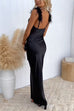 Camilladress Feather Straps Backless Solid Maxi Party Dress