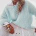 Camilladress Solid Boat Neck Fluffy Knitting Sweater