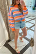 Camilladress Crewneck Color Block Striped Loose Fit Sweater