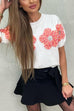 Camilladress Crewneck Short Sleeves 3D Flower Sweater Top