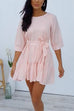 Half Sleeves Tie Waist Ruffle Mini Dress