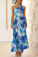 Camilladress One Shoulder Sleeveless Cut Out Printed Swing Maxi Dress