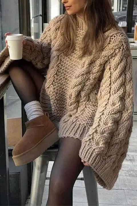 Camilladress Round Neck Oversized Cable Knit Sweater