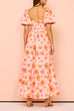 Camilladress Square Neck Puff Sleeves Floral Print Ruffle Maxi Dress