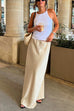 Camilladress Drawstring Waist Satin A-line Maxi Skirt