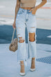 Camilladress Raw Hem Ripped Hole Cropped Jeans