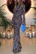 Camilladress Boat Neck Bell Sleeves Animal Print Maxi Dress