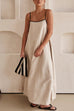 Camilladress Adjustable Strap Backless Cotton Linen Maxi Dress