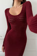 Camilladress Long Sleeves Hollow Out Crochet Knit Midi Dress