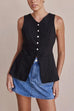 Camilladress Single Breasted Pocketed Solid Vest