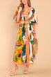 Camilladress Kimono Sleeves Side Split Tropic Print Maxi Caftan Dress