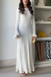 Camilladress Bell Sleeves Back Lace-up Ruffle Trim Maxi Dress