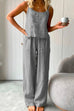 Camilladress Cotton Linen Cami Top Wide Leg Pants Loungewear Set