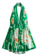 Camilladress Deep V Neck Halter Backless Printed Mini Vacation Dress