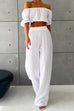 Camilladress Off Shoulder Half Sleeves Crop Top Wide Leg Pants Set