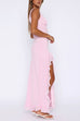 Camilladress V Neck Sleeveless Ruffle Trim Slit Maxi Dress