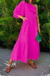 Camilladress One Shoulder Puff Sleeve Knot Waist Maxi Holiday Dress