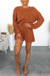 Camilladress Drop Shoulder Long Sleeves Drawstring Waist Knitting Romper