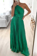 Camilladress Draped One Shoulder Waisted Pleated Maxi Party Dress