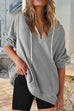 Camilladress V Neck Drop Shoulder Drawstring Hoodied Sweatshirt