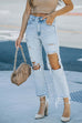 Camilladress Raw Hem Ripped Hole Cropped Jeans