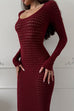 Camilladress Long Sleeves Hollow Out Crochet Knit Midi Dress