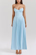 Camilladress Strapless V Neck Pleated Corset Maxi Party Dress