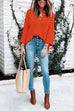 Camilladress Buttons V Neck Side Split Waffle Knit Sweater