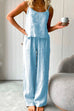 Camilladress Cotton Linen Cami Top Wide Leg Pants Loungewear Set