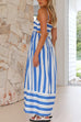 Camilladress Back Cut Out High Waist Striped Maxi Cami Dress