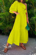 Camilladress One Shoulder Puff Sleeve Knot Waist Maxi Holiday Dress