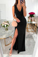 Camilladress Sleeveless V Neck Waisted High Slit Maxi Party Dress