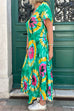 Camilladress V Neck Short Sleeve Tie Dye Maxi Swing Dress