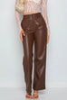 Camilladress Faux Leather Straight Leg Trousers with Pockets