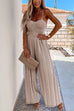 Camilladress Spaghetti Strap Belted Pleated Wide Leg Jumpsuit