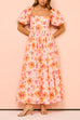 Camilladress Square Neck Puff Sleeves Floral Print Ruffle Maxi Dress