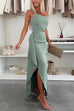 One Shoulder Draped Slit Maxi Cami Dress