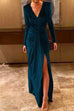 Camilladress Deep V Neck Ruched Split Velvet Maxi Dress(5 Colors Available)