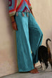 Camilladress Solid Raw Hem Wide Leg Casual Pants