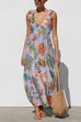 Camilladress Sleeveless V Neck Floral Print Maxi Holiday Dress