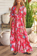 Camilladress V Neck Button Up Floral Print Flowy Maxi Dress